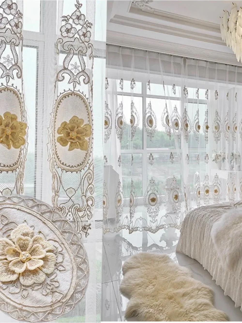Luxurious Emerald Green Velvet Curtains with Gold Tassel Valance